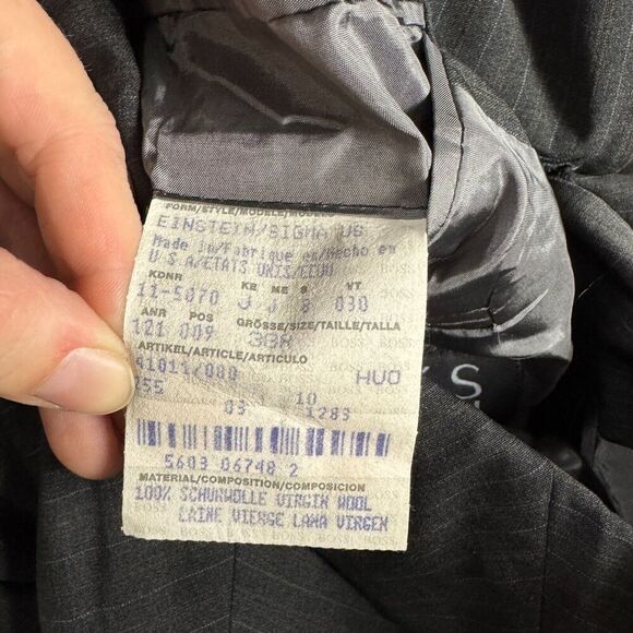 Hugo Boss Einstein Sigma Sport Coat‎ Mens 38 Gray Stripe Wool Blazer Suit Jacket - Picture 9 of 11